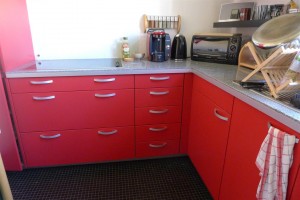 13 red cabinets